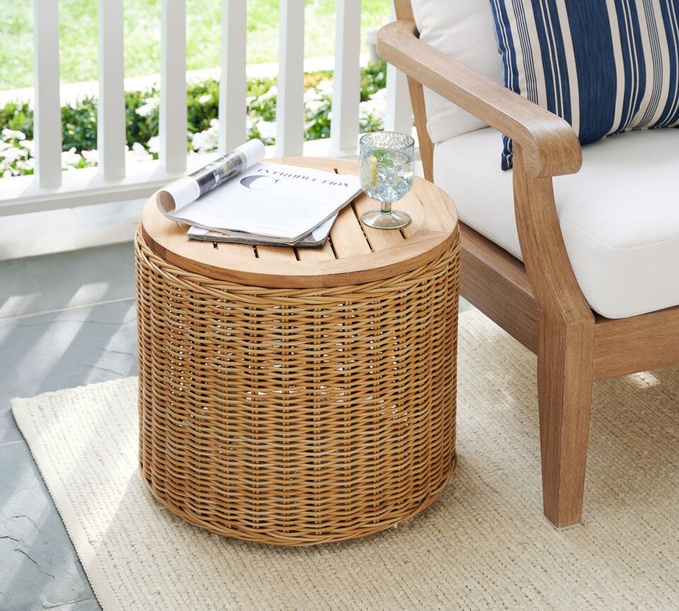 Westport Wicker Outdoor Storage Side Table Pottery Barn Australia